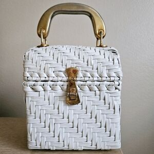 1960s White Woven Purse